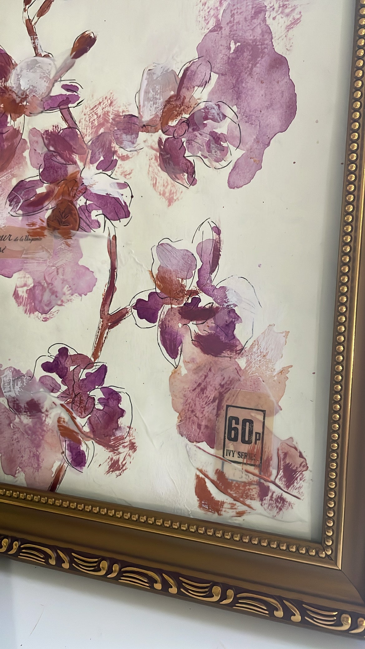 Spring Blooms Orchids Framed Watercolor Sketch