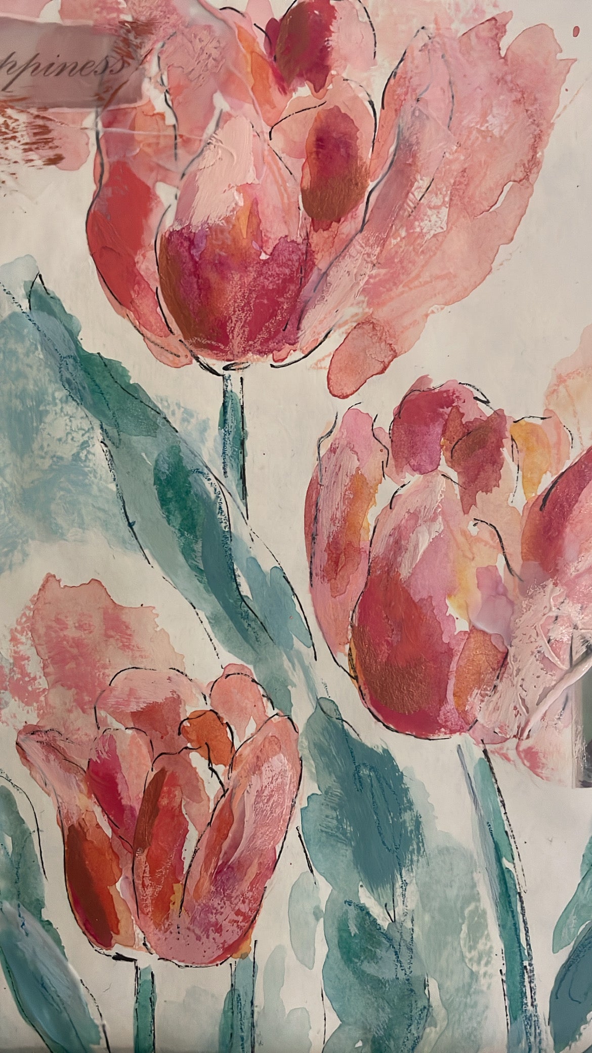 Spring Blooms Tulips Framed Watercolor Sketch