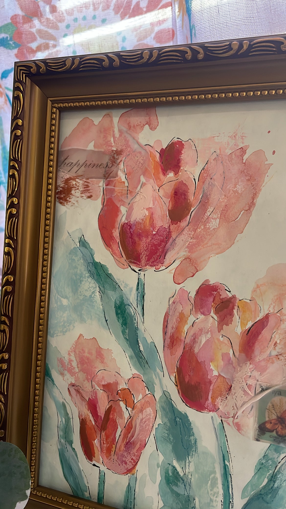 Spring Blooms Tulips Framed Watercolor Sketch