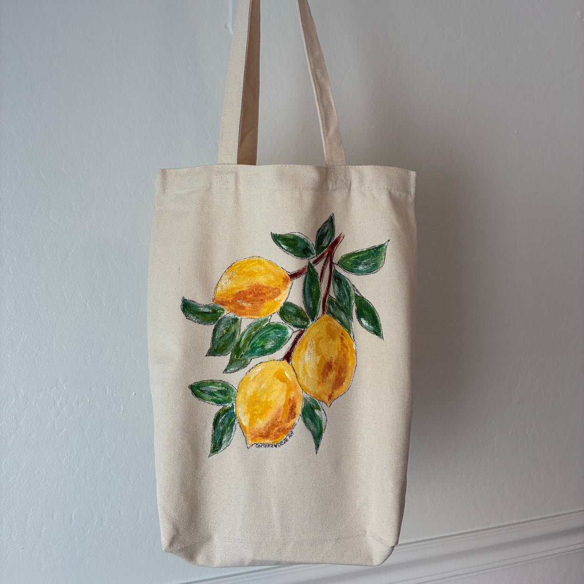 Lemons Hand Painted Tote Bag