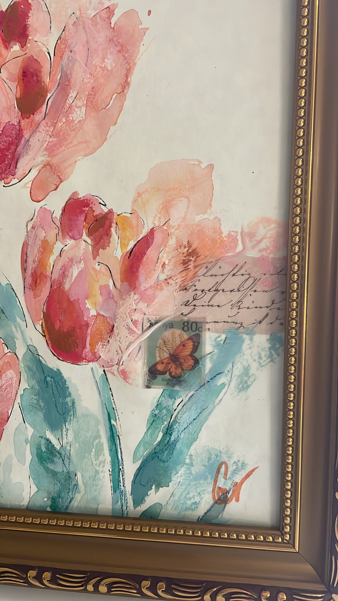 Spring Blooms Tulips Framed Watercolor Sketch