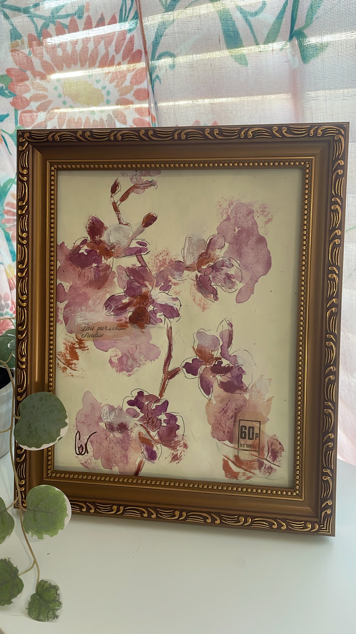 Spring Blooms Orchids Framed Watercolor Sketch