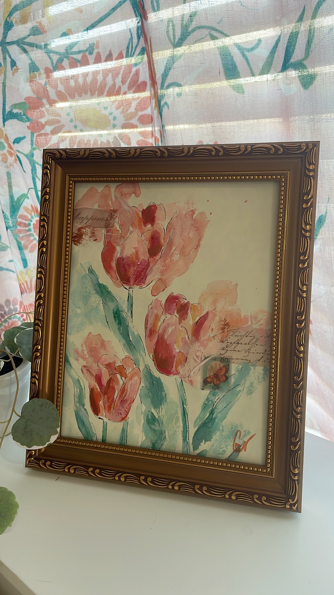 Spring Blooms Tulips Framed Watercolor Sketch