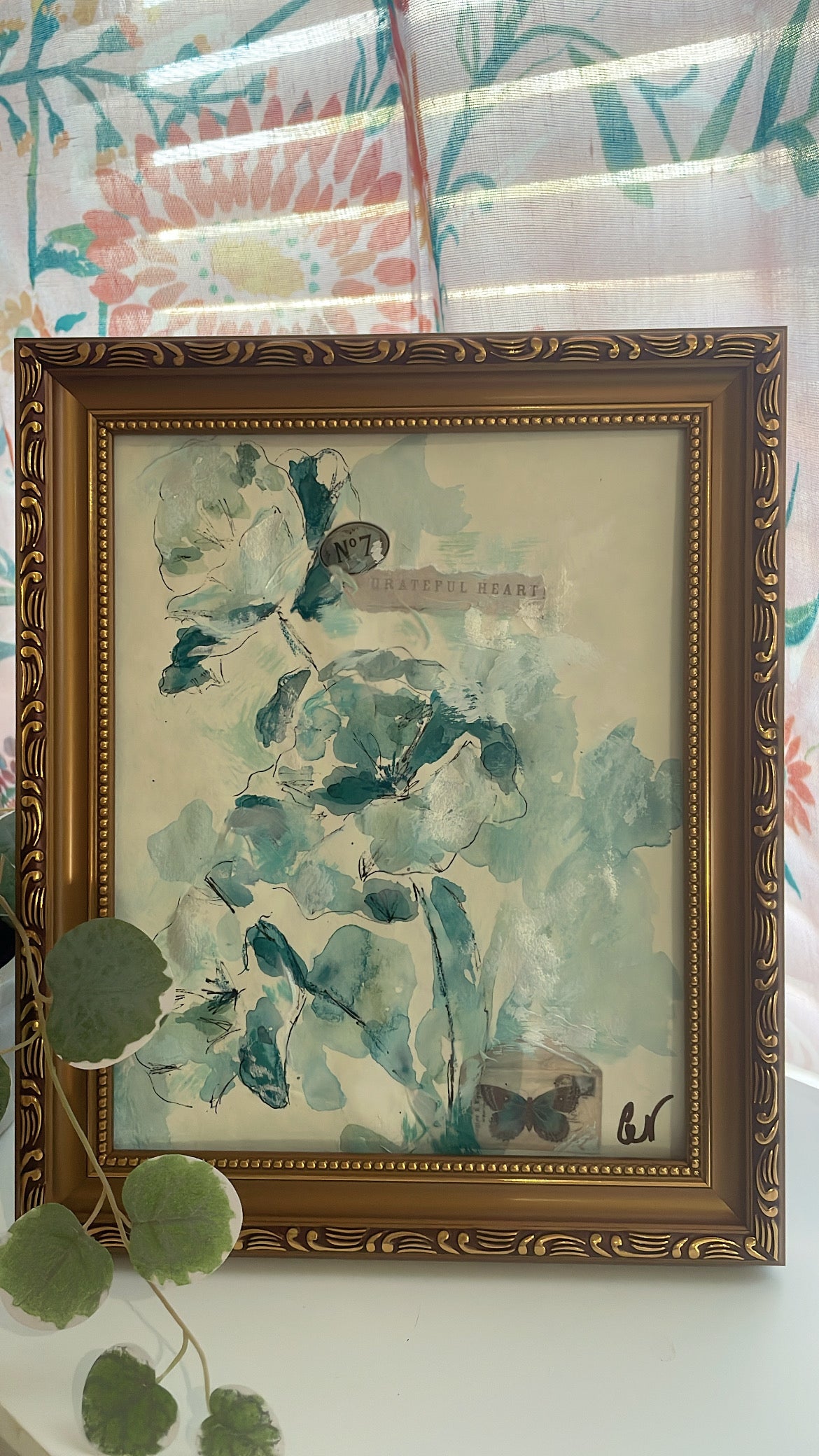 Spring Blooms Poppies Framed Watercolor Sketch