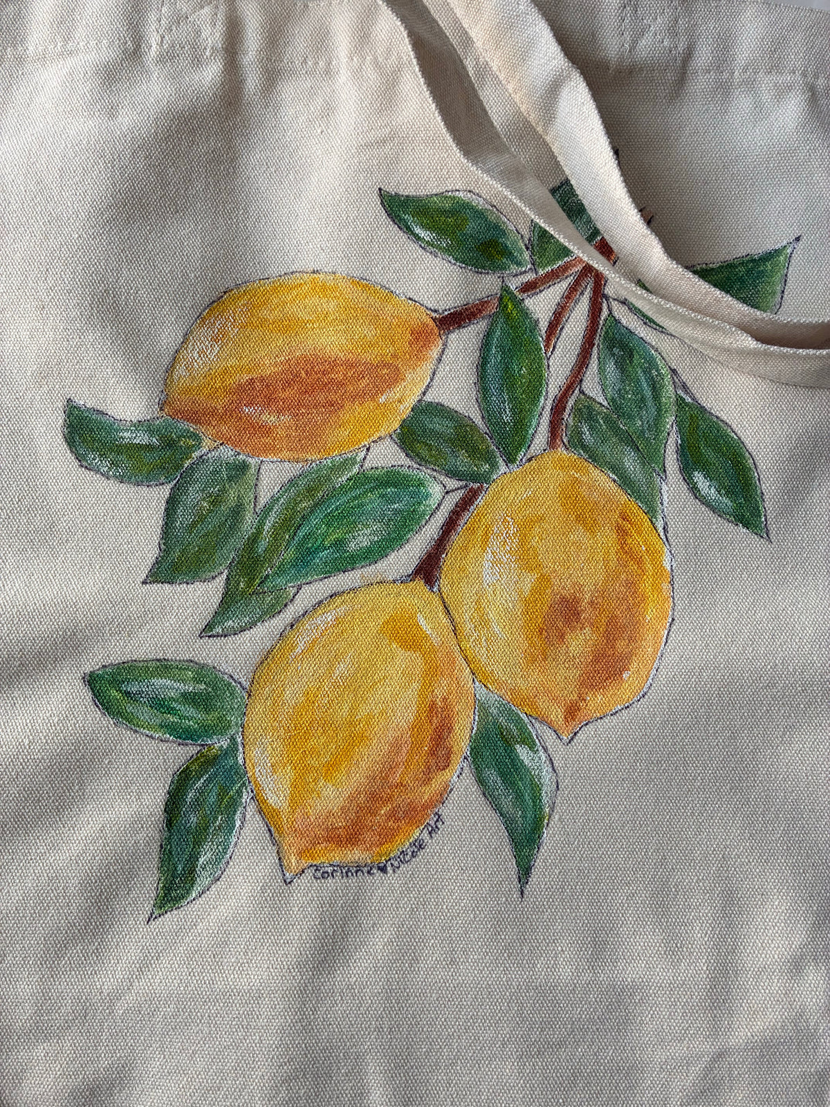 Lemons Hand Painted Tote Bag