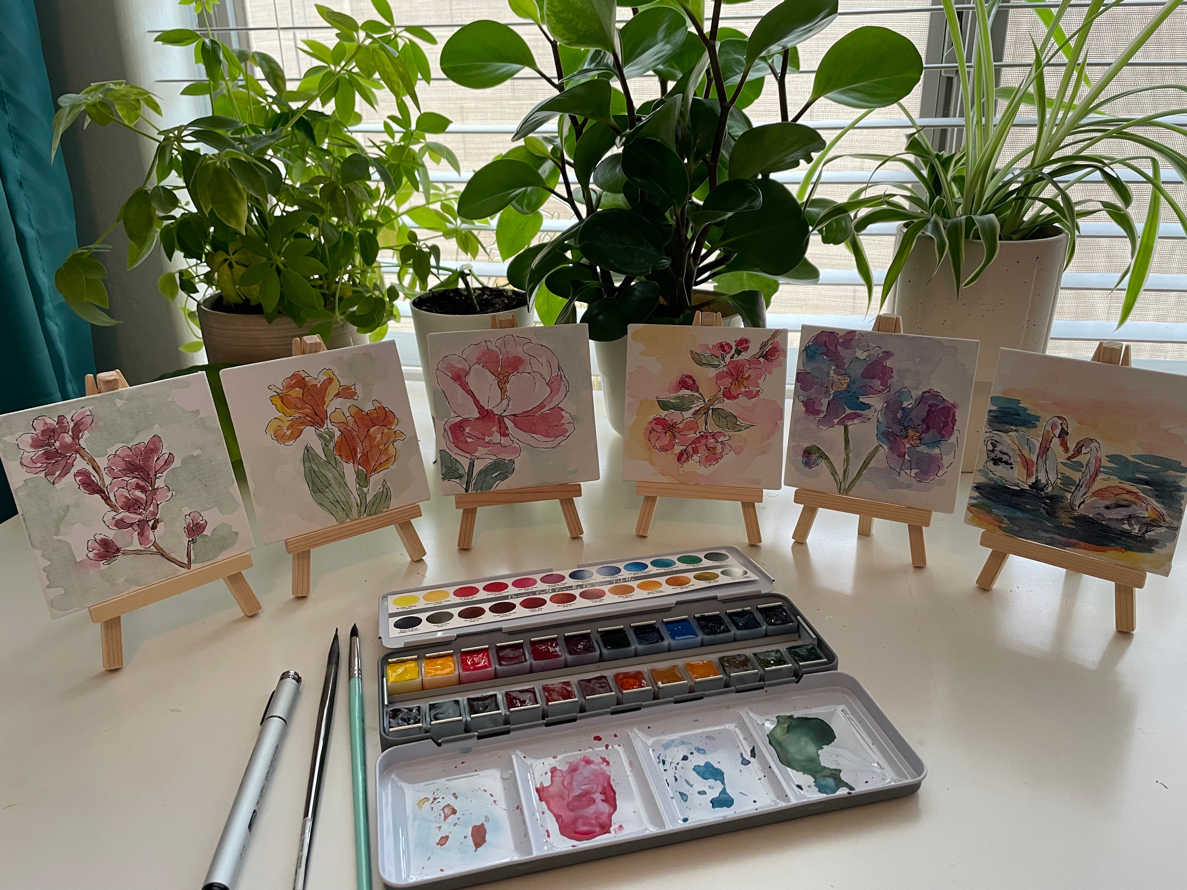 Mini Canvas Painting With Easel